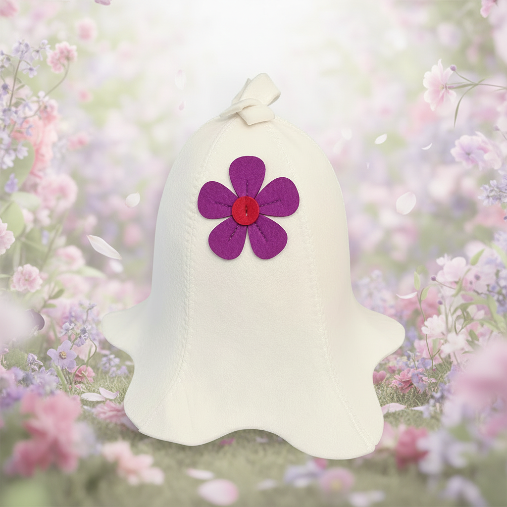 FLOWER SAUNA HAT β RED & PURPLE DESIGN πΈ