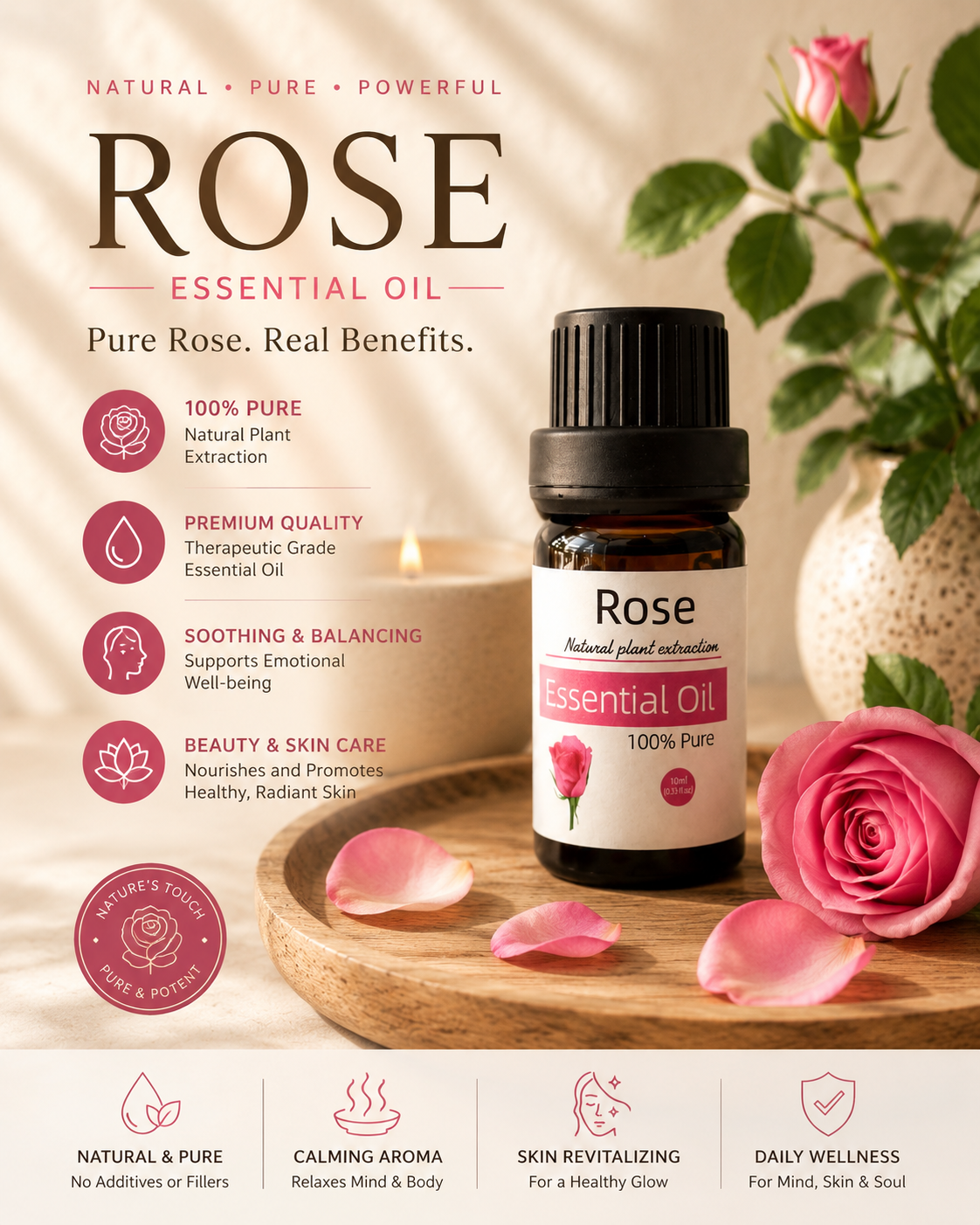Rose Essential Oil – 100% Pure Natural Extract POST SAUNA RELAXATION