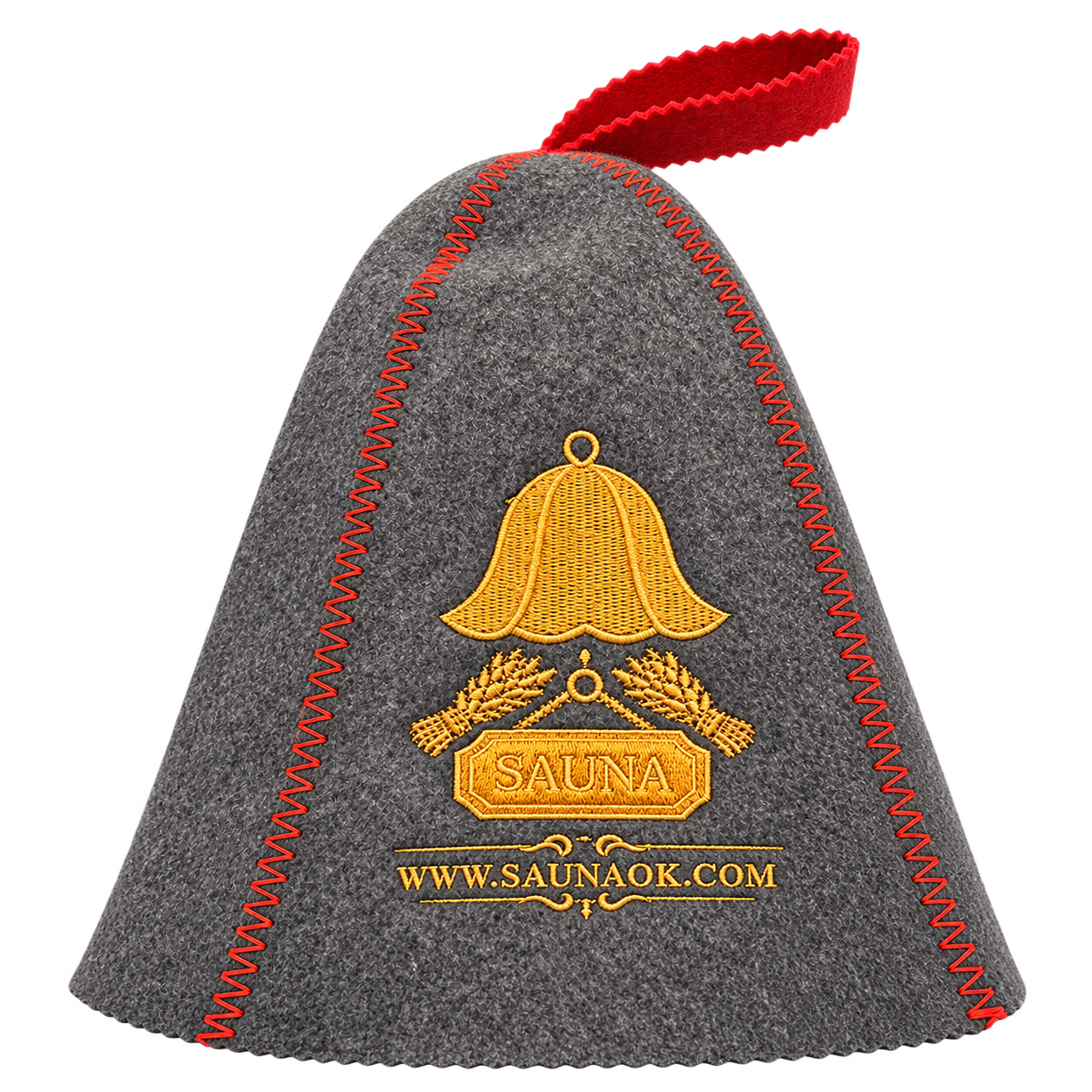 CLASSIC GRAY SAUNA HAT – RED & GOLD EDITION