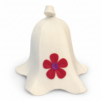 FLOWER SAUNA HAT – RED & PURPLE DESIGN 🌸