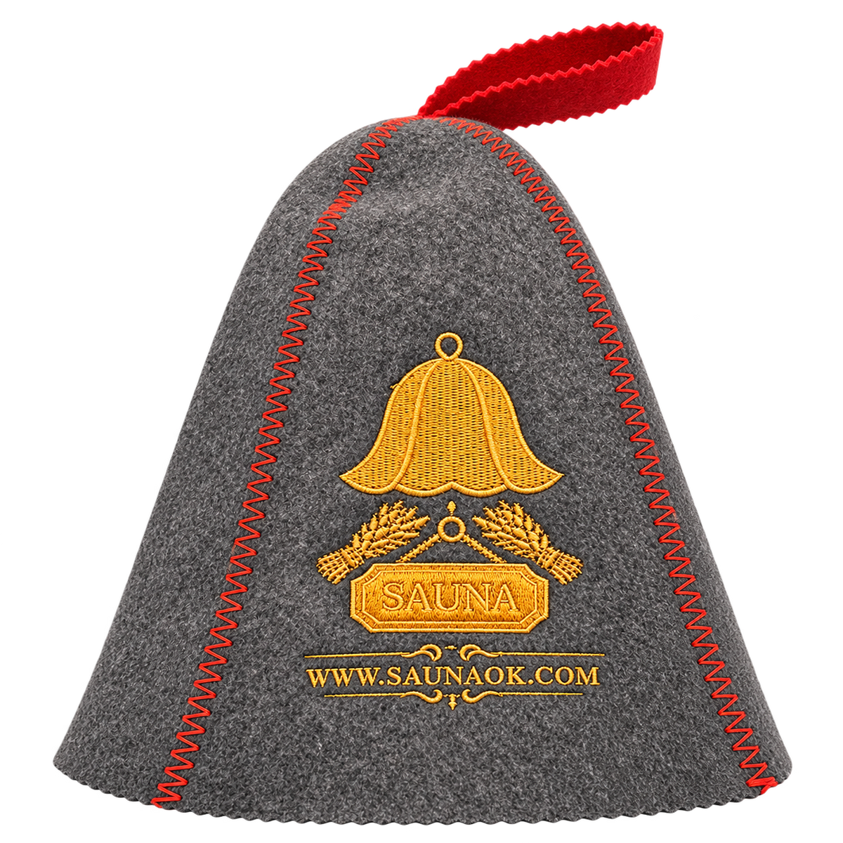 CLASSIC GRAY SAUNA HAT – RED & GOLD EDITION
